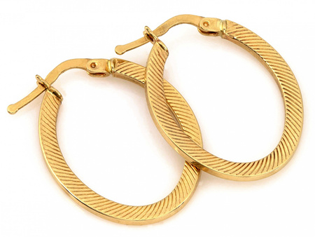 Kolczyki złote płaskie owalne angielskie zapięcie