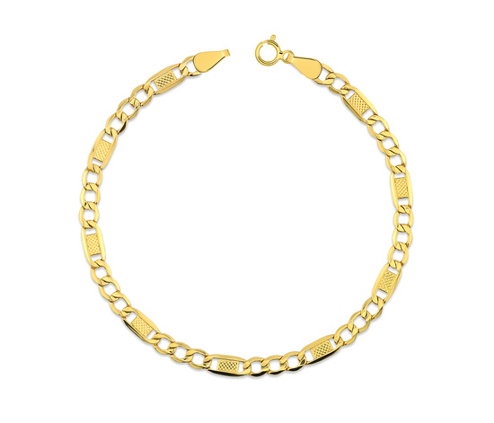 Złota bransoletka 585 figaro z blaszkami