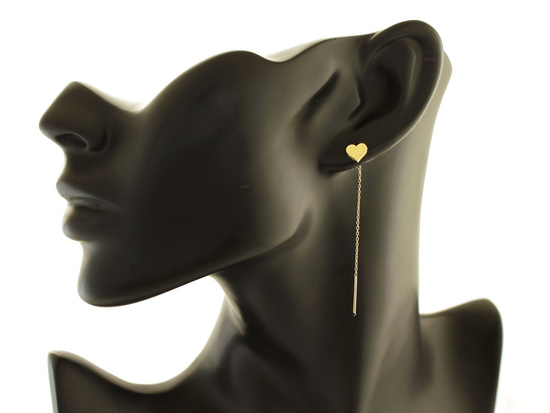 Kolczyki złote przeciągane z sercem