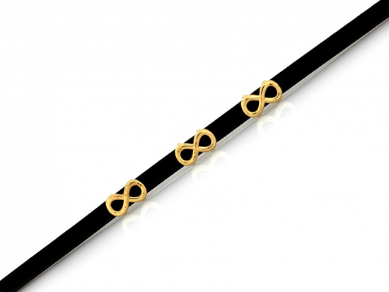 Bransoletka złota nieskończoności na czarnym pasku