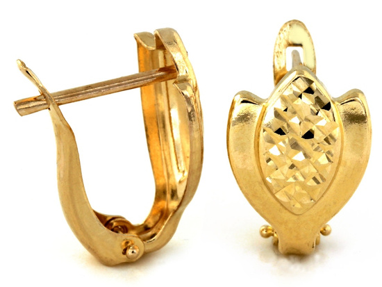 Kolczyki złote angielskie zapięcie błyszczące bez kamieni