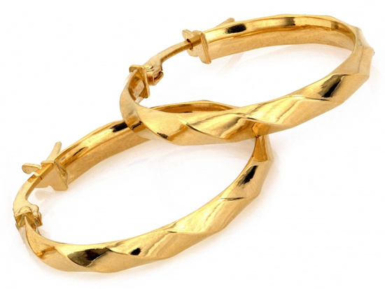 Kolczyki złote koła kółka zdobione 26mm