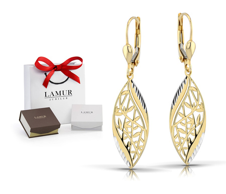 Złote kolczyki 585 ażurowe - wiszące