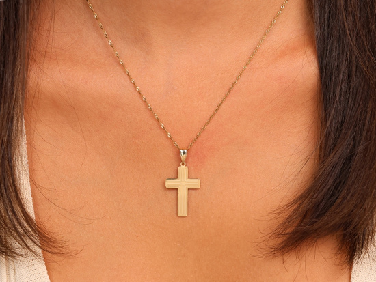 Złoty krzyżyk zawieszka wisiorek bez wizerunku