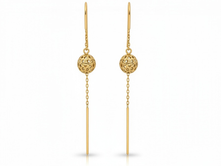 Kolczyki złote przeciągane z ażurowymi kulkami