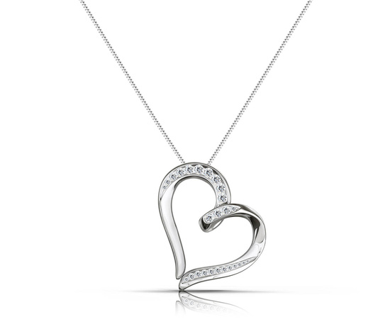 Naszyjnik srebrny 925 z diamentowymi cyrkoniami - serce