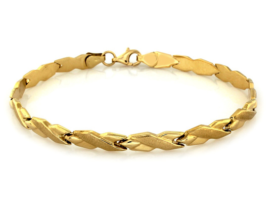 Bransoletka złota tłoczone elementy z satyną