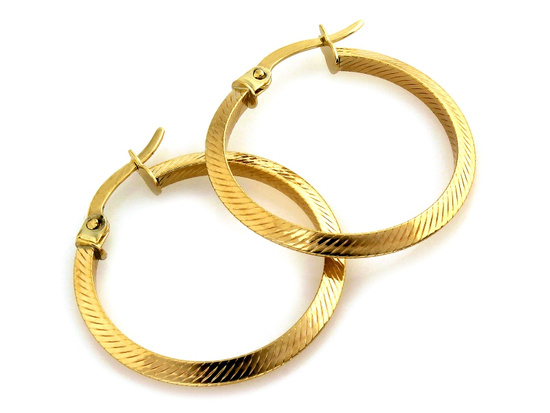 Kolczyki złote koła frezowane 25mm