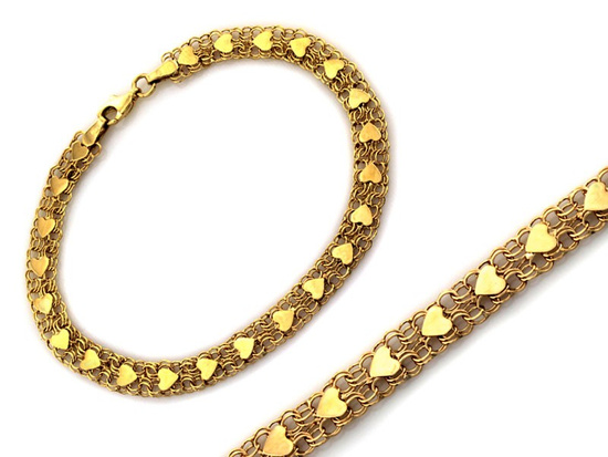 Bansoletka złota z sercami elementowa