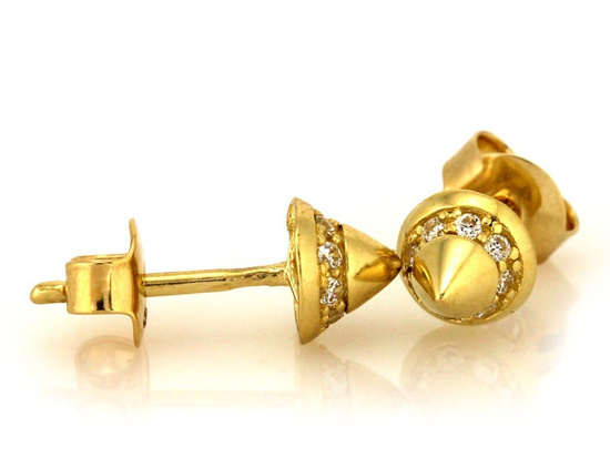 Kolczyki złote stożki z cyrkoniami