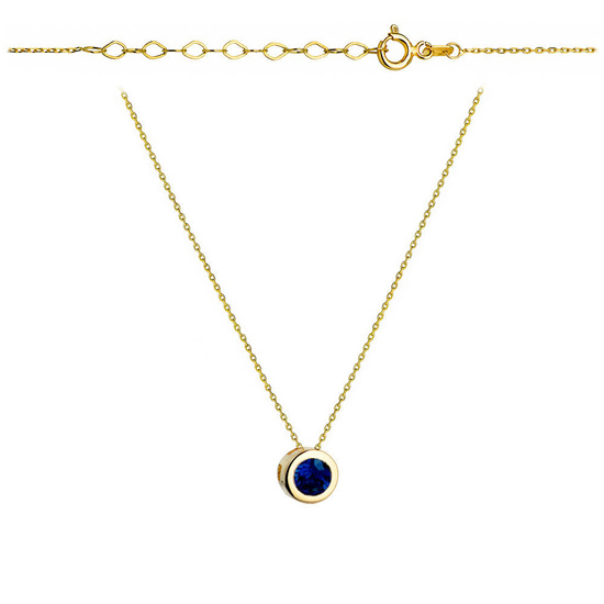 Złoty naszyjnik 585 z niebieską cyrkonią