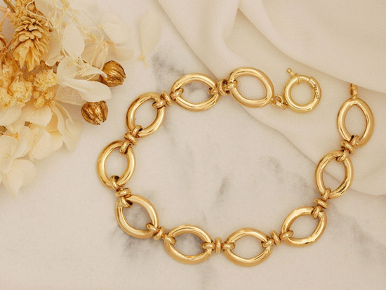 Bransoletka złota z dużych owalnych elementów
