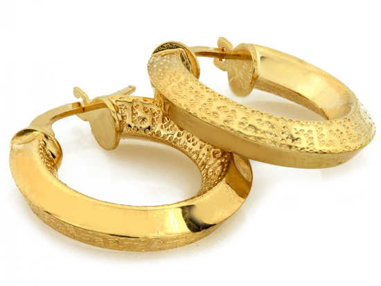 Kolczyki złote kółka małe z drogą grecką 18mm