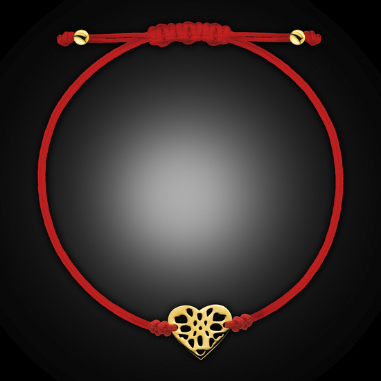 Złota bransoletka 585 serce serduszko na sznurku