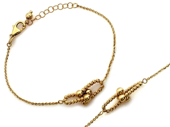 Bransoletka złota łańcuszkowa z błyszczącymi kulkami