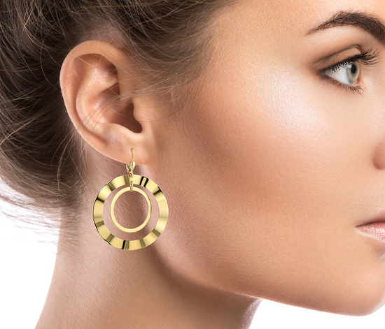 Złote kolczyki 585 - wiszące okazałe koła