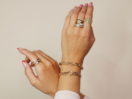 Bransoletka złota efektowna przeplatana