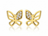 Złote kolczyki motyle motylki na sztyfcie z cyrkoniami