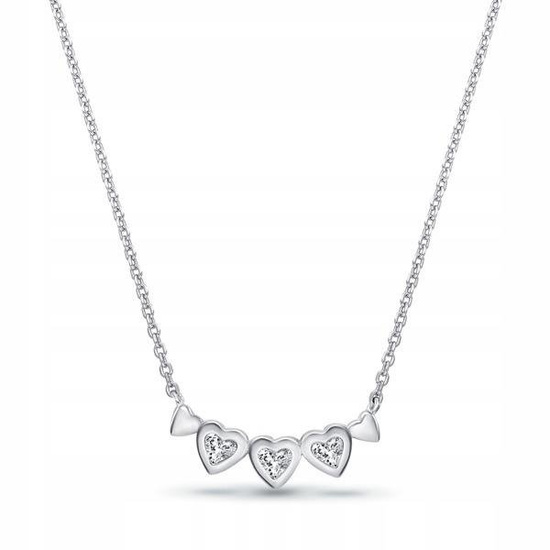 Naszyjnik srebrny 925 z diamentowymi cyrkoniami - serca