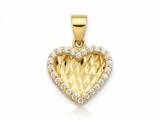 Zawieszka złota serce z cyrkoniami