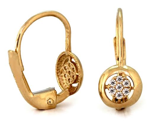 Złote kolczyki angielskie zapięcie z cyrkoniami