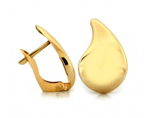 Kolczyki złote gładka błyszcząca kropla zapięcie angielskie wygodne bezpieczne