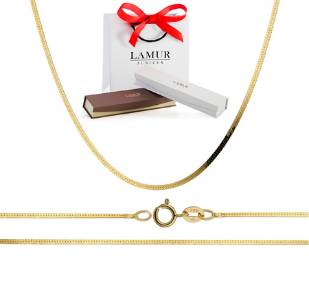 Złoty łańcuszek 585 taśma, żmijka