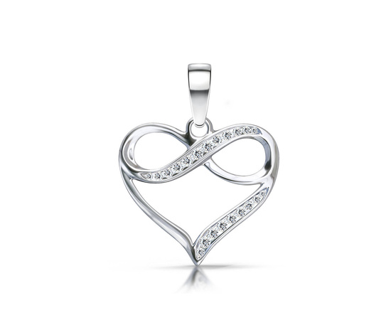 Zawieszka srebrna 925 z diamentowymi cyrkoniami - serce, nieskończoność 