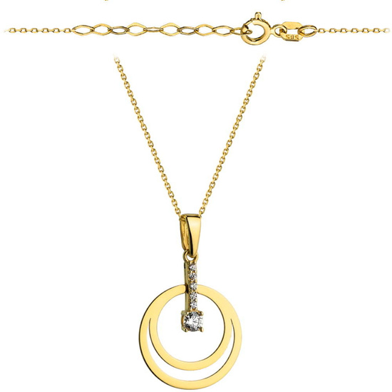 Złoty naszyjnik 585 - koła z cyrkoniami