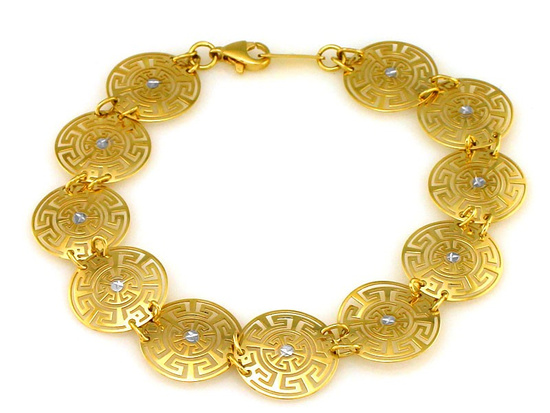 Złota bransoletka z motywem greckim