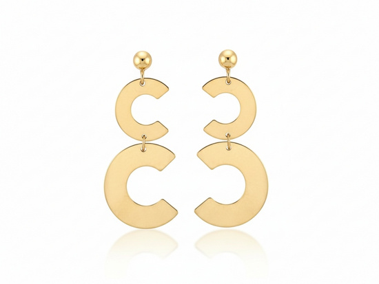 Kolczyki złote wiszące modowy wzór