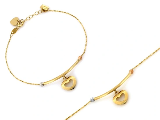 Złota bransoletka z sercem oryginalna