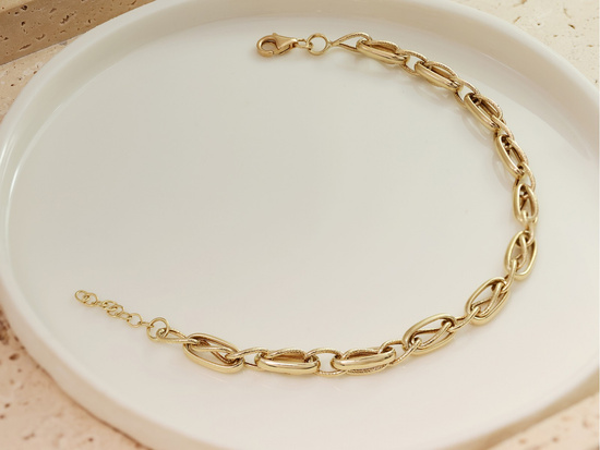 Modna złota bransoletka duże owalne ogniwa