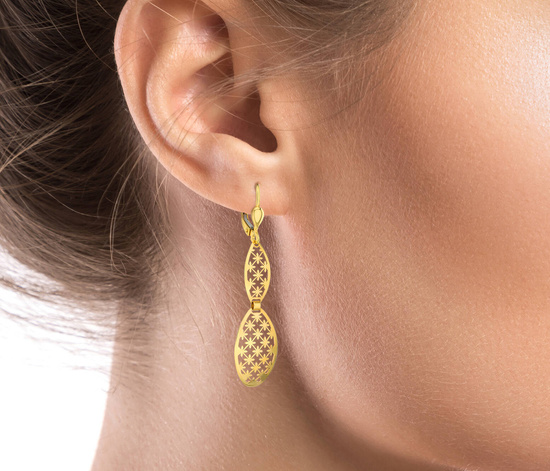 Złote kolczyki 375 ażurowe - wiszące