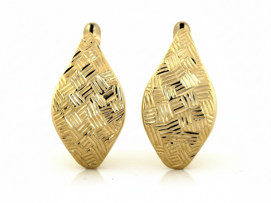 Kolczyki złote angielskie ozdobne frezowanie 