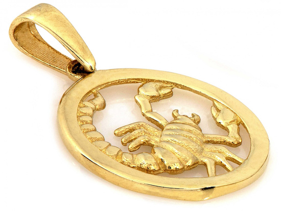 Zawieszka złota Skorpion okrągły zodiak