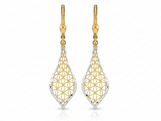 Kolczyki złote długie ażurowe dwa kolory złota