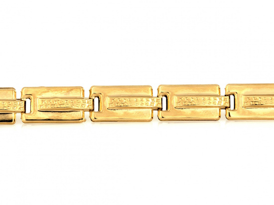 Złota bransoletka z prostokątnych elementów