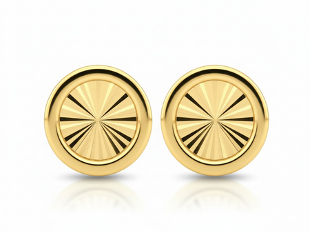 Złote kolczyki na sztyfcie okrągłe frezowane