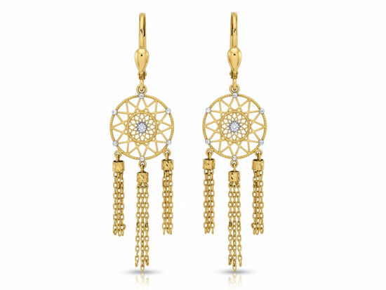 Złote kolczyki duże długie łapacze snów 