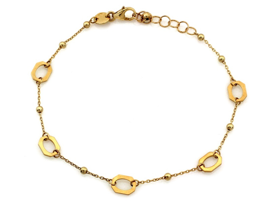 Delikatna złota bransoletka z kulkami i geometrycznymi ozdobami