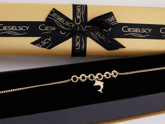 Bransoletka złota z zawieszką delfinkiem