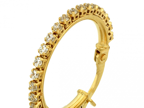 Kolczyki złote koła wysadzane cyrkoniami 20mm