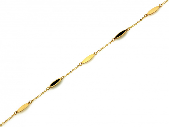 Bransoletka złota z owalne elementy z czarną emalią