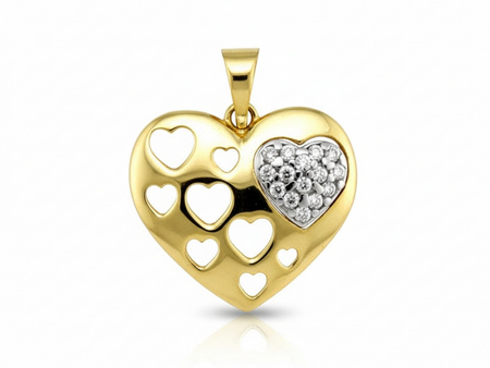 Wisiorek z białego i żółtego złota serce