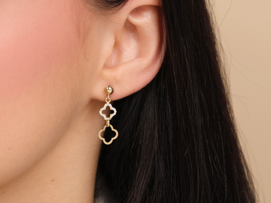 Kolczyki złote wiszące modne na sztyfcie