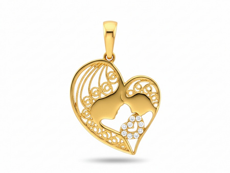 Zawieszka złota kobieta z dzieckiem