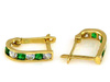 Złote kolczyki dla dziecka z zielonymi cyrkoniami