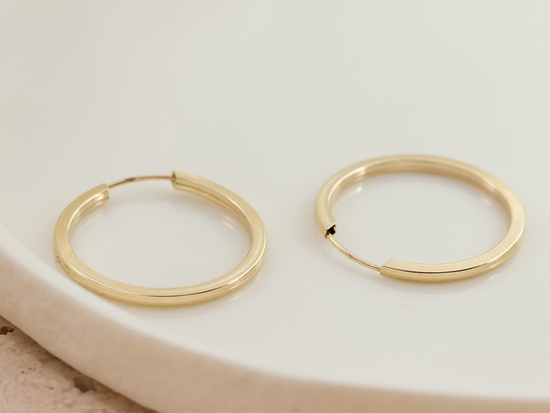 Kolczyki złote koła szarniry 21mm