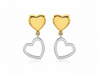Kolczyki złote dwa serca w dwóch kolorach delikatne